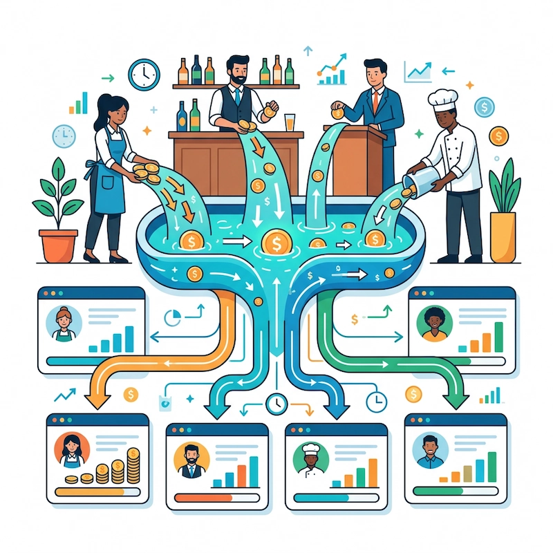 Tip pooling distribution breakdown by employee